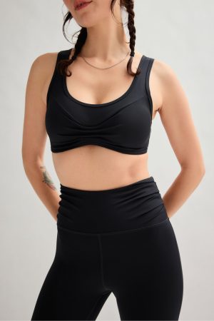 Black Kiki Pleated Bra