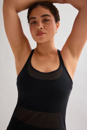 Black Imani Mesh Tank Bra