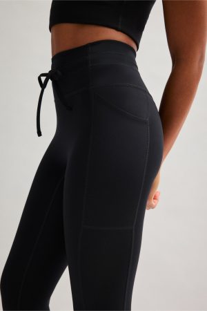 Black Compressive Drawstring Pocket Legging