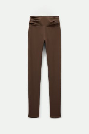 Café Compressive Pleated Waistband Legging