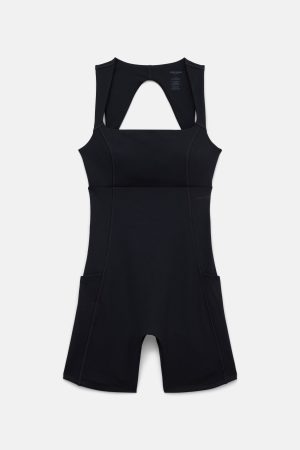 Black Tina Open Back Unitard