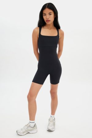 Black Tina Open Back Unitard