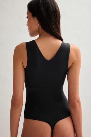 Black Amelia V-Neck Bodysuit