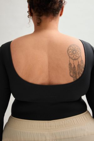 Black Elena Long Sleeve Bodysuit