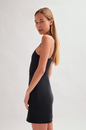Black Becca X Neck Dress