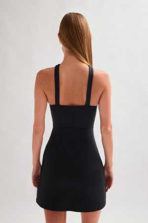 Black Becca X Neck Dress