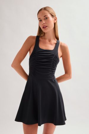 Black Fiona Ruched Dress