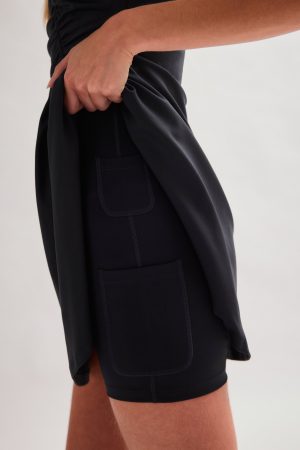 Black Fiona Ruched Dress