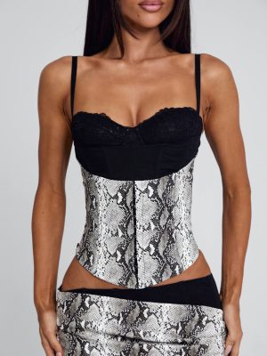 RAVELLE MIDI SKIRT SILVER SNAKE