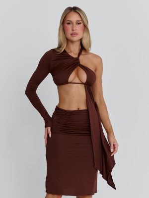 SERNA MIDI DRESS CHOCOLATE