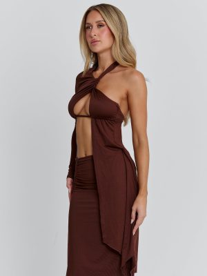 SERNA MIDI DRESS CHOCOLATE