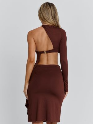 SERNA MIDI DRESS CHOCOLATE